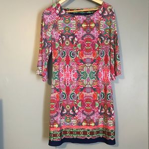 Colorful Shift dress with 3/4 Sleeves